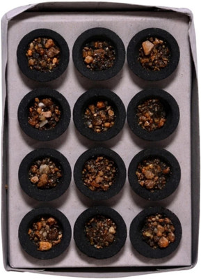 BRAHMANI Agarbatti Black sambrani cup made with temple flower ( 12 units) pack of 1 Guggul Dhoop