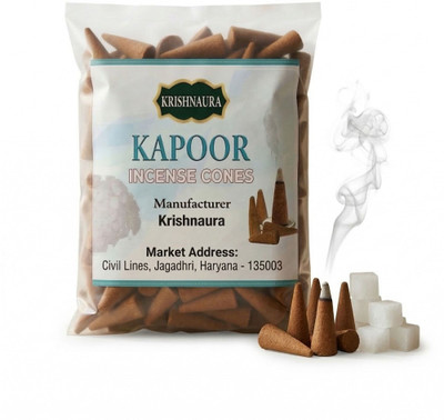 KrishnAura Premium Kapoor Dhoop Cones fragrance Incense Agarbatti for Puja item 80gram Dhoop