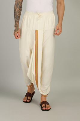 AKESHAVAM Panjakejam Readymade Golden Zari Border Dhoti Ethnic Wear Solid Men Dhoti