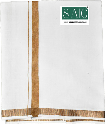 SAC SHREE APARAJEET CREATIONS Solid, Striped White, Beige Lungi