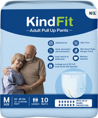 Kindfit Pull UP Pants,Medium,Waist Size (60-85 Cm |24 -33 Inch) Adult Diapers - M(10 Pieces)
