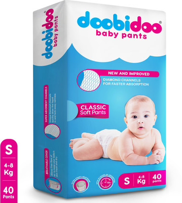 Doobidoo Newly Improved Classic Soft Diaper Anti-Leak Highly Absorbent Baby Pant 4-8 Kg - S(40 Pieces)
