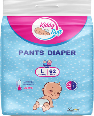 KiddySoft Soft & Comfortable Baby Pant Diapers - L(62 Pieces)