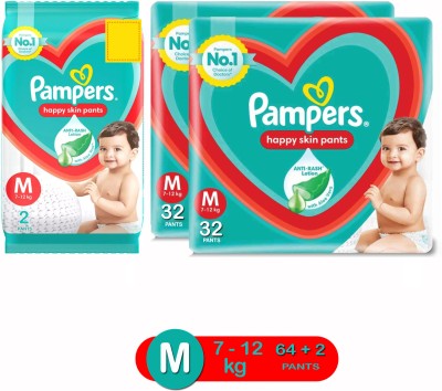 Pampers Happy Skin Pants, With Anti Rash Lotion - Value Pack - M(66 Pieces)