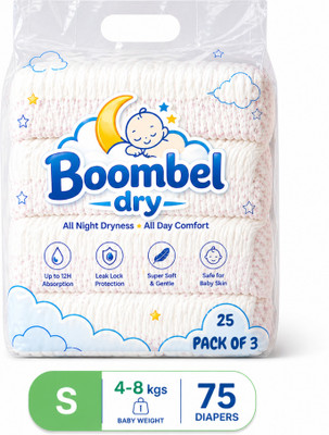 BOOMBEL DRY Baby Diaper Pants S Size | Super Soft | Long Lasting Diaper | - S(25 Pieces)