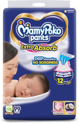 MamyPoko Pants Extra Absorb Baby Diapers,0-5 kg - New Born(99 Pieces)