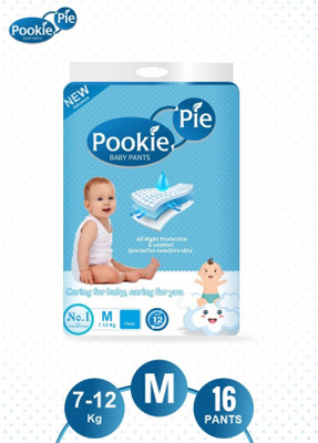 pookie pie Protection Baby Diapers Pants Style Size-M (7-12kg) - M(16 Pieces)