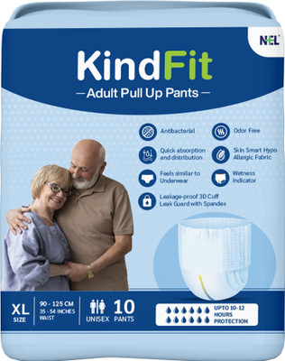 Kindfit Pull UP Pants,XL Size ,Waist Size (90-125 Cm |35 -54 Inch) Adult Diapers - XL(10 Pieces)
