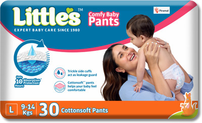 Little's Comfy Baby Pants, Standard, Large, 30 Count With 10 Hours Absorption Protection - L(30 Pieces)