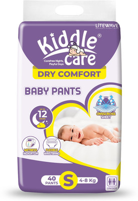 Kiddle Care Dry Comfort Baby Pants, Small - 40 Pcs, Upto 12Hrs Absorption, Wetness Indicator - S(40 Pieces)