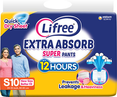LIFREE Super Extra Absorb Adult Diaper Pants Unisex, Small Adult Diapers - S(10 Pieces)