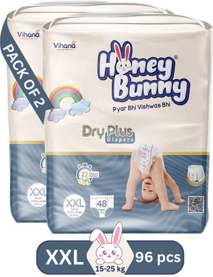 HONEY BUNNY Baby Diaper Pants Super Soft Dry Plus 12 Hour protection - XXL - XXL(96 Pieces)