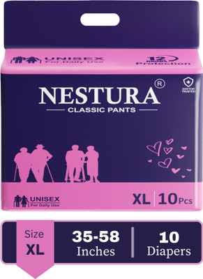 NESTURA Adult diaper pants Extra Large Waist size 88-147 cm 35'58' Adult Diapers - XL(10 Pieces)