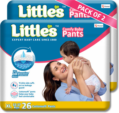Little's Comfy Baby Pants, Standard, Extra Large With 10 Hours Absorption Protection - XL(52 Pieces)
