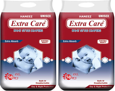 Haneez PREMIUM PANT STYLE DIAPER PANTS 4XL 50+50 PC OF 100 COMBO FOR 18kG ABOVE 4XL - XXXL(2 Pieces)