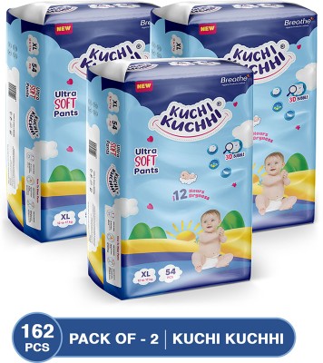 KUCHI KUCHHI Premium super soft baby diaper with a 3D bubble top (Pack of 3) - XL(162 Pieces)