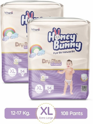 Honey Bunny Baby Diaper Pants Super Soft Dry Plus 12 Hour protection - XL - XL(108 Pieces)