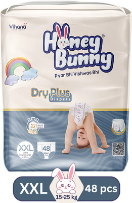 HONEY BUNNY Baby Diaper Pants Super Soft Dry Plus 12 Hour protection - XXL - XXL(48 Pieces)