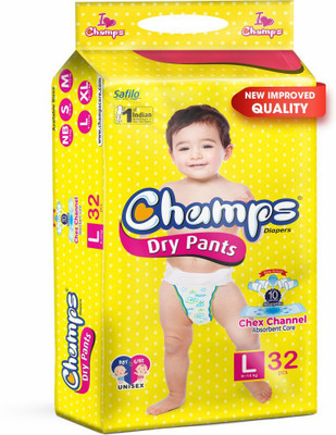 Champs Dry Pants Baby Diaper - L(32 Pieces)