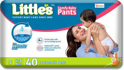 Little's Comfy Baby Pants, Standard, Small, 40 Count With 10 Hours Absorption Protection - S(40 Pieces)