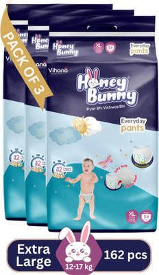 HONEY BUNNY Baby Diaper Pants with bubble top sheet| Extra Soft | 12 Hour protection - XL - XL(162 Pieces)