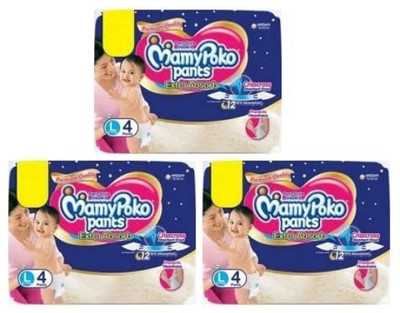 MamyPoko Pants Extra Absorb Diaper- Large Size Pack Of 4+4+4 Diaper(L-4+4+4) – L (12 Pieces) For Rs. 350 @ 50 %