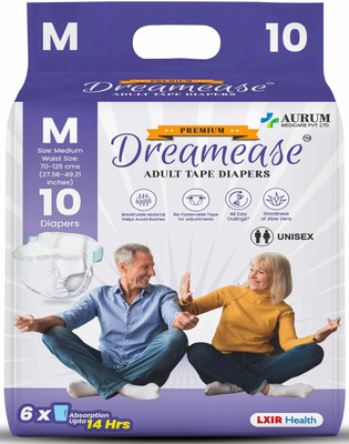 Dreamease Tape Diaper-M(Pack of 10) - M(10 Pieces)