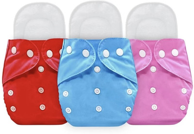 kogar All New Reusable Red Pink sky Cloth Diaper With White 5 Layer Insert For New born To 2 Year baby (3 Diaper +3. Insert) - S - M(6 Pieces)