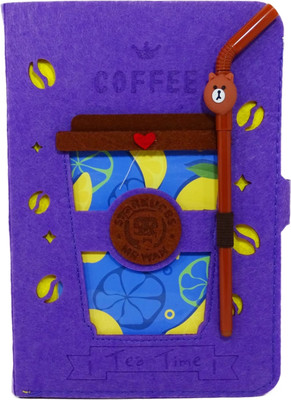 JELLIFY 3D Coffee mug Diary with straw pen Regular Gift Set For Kids Regular Notebook Ruled 80 Pages(Blue)