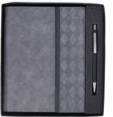 Scribelle Premium Notebook With Pen Gift Set - 3 Fold Handmade Design,80 GSM A5 Notebook Elegant Box, Perfect for Journaling & Writing 208 Pages(Grey)