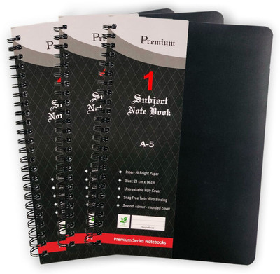 CuckooDiaries Corporate Notebook journels Single Rule Subject Spiral Binding PP Sheet Material A5 Diary Ruled 160 Pages(Black10)