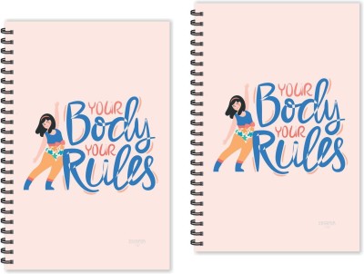 SADAFAL Your Body Your Rules Motivational Quotes Diaries (Pack of 2 Diaries) A5 Diary Ruled 160 Pages(Multicolor, Pack of 2)