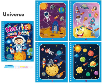 HUMBIRD Reusable Magic Water Coloring Painting Book for Kids Pack of 4