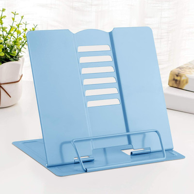 HANDCUFFS 1 Compartments Metal Reading Rest Books Holder Adjustable Document Holder For Home Office School 1Pcs(Blue)