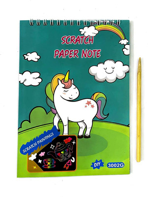 littlewish Printed Scratch Art Book with Wooden Stylus for Kids, Girls or Boys