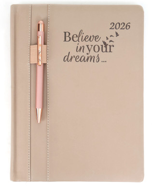 Scribelle Diary 2026 B5 Diary Executive Big Size-24 x18 cm,Month-Cut Leather Diaries 324 Pages(Cream)
