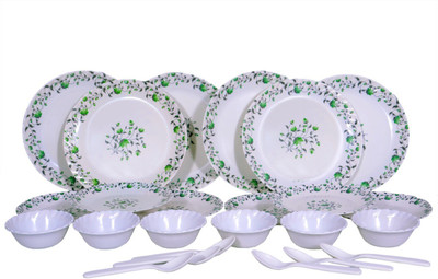 CARNIVAL Pack of 24 Melamin Smart Round Model(502)Beautyful Dinner Set/Kitchen&Lunch Set 24 Pcs of Melamine Dinner Set(White)