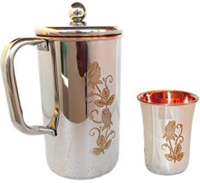 Raghav industries Copper-Steel Luxury JUG with One Glass, Best for Home Health and Gift Purpose Jug Glass Set(Copper, Steel)