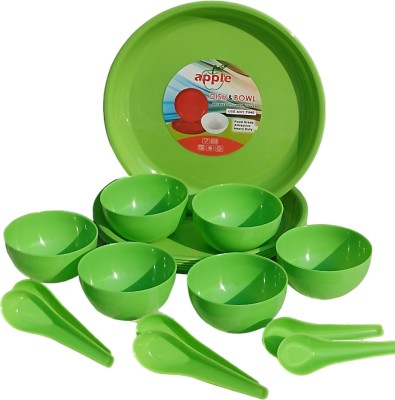 x pods Pack of 18 Plastic Colour Full Dinner Plates Set Lunch Breakfast, Food Grade, Reusable Dinner Set(Multicolor, Microwave Safe)
