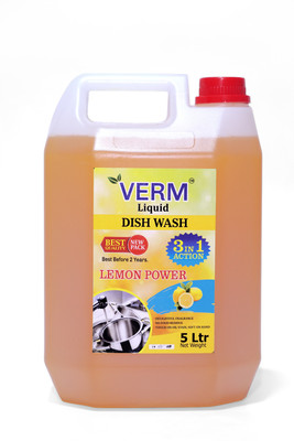 VERM LIQUIDS Dishwash Liquid Fast Shine Cleaner Dish Cleaning Gel(Lemon, 5 L)