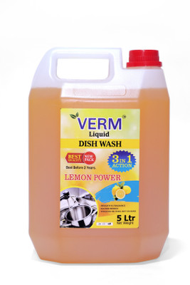 VERM LIQUIDS Dishwash Liquid Smooth Finish Cleaner Dish Cleaning Gel(Lemon, 5 L)