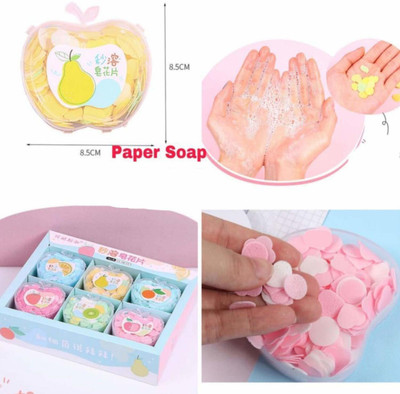 GLAMAXY Paper Soap in a Plastic Box Clean Soft Bath For Travel (Pack of 6)
