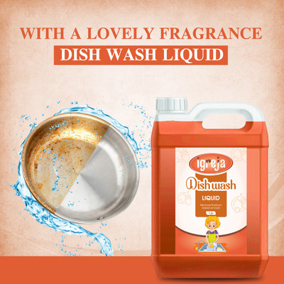 IGREJA Dishwash Liquid with orange for oil & washes off Kitchen Utensil Cleaner Dishwashing Detergent(5 L)