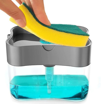 Imegaz Plastic 2 in 1 Soap Dispenser with Sponge Pack of 1 - 300 ml Soap Dispenser