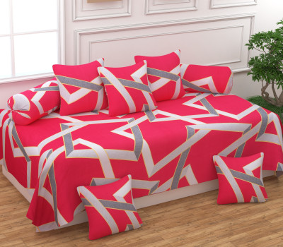 Udeek Polycotton Geometric Diwan Set(Multicolor)