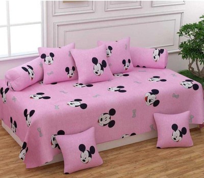 NAZALEQA Polycotton Cartoon Diwan Set(Pink)