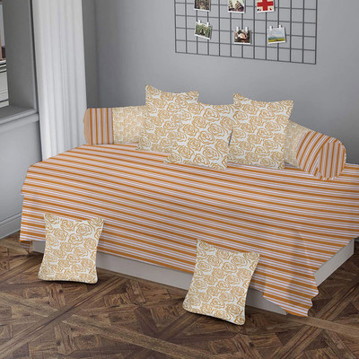 AK handloom Cotton Striped Diwan Set(Multicolor)