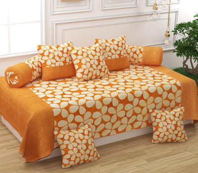 Pinkleaf Polycotton Abstract Diwan Set(Yellow)