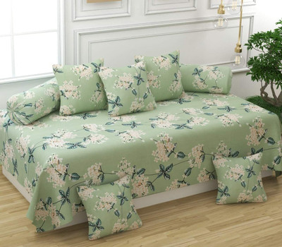 TURIYA Polycotton Abstract Diwan Set(Light Green)
