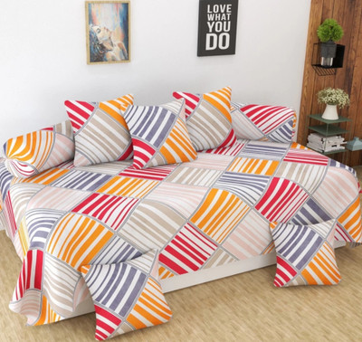 Udeek Polycotton Striped Diwan Set(Multicolor)
